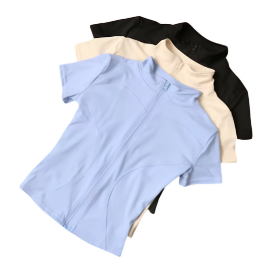 Fitness blouse with zipper