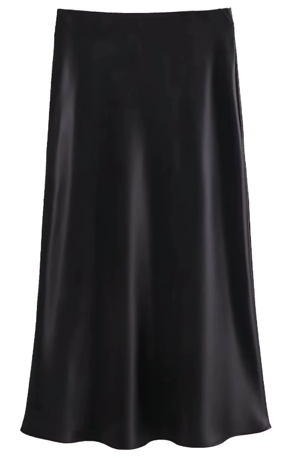 Falda midi satinada
