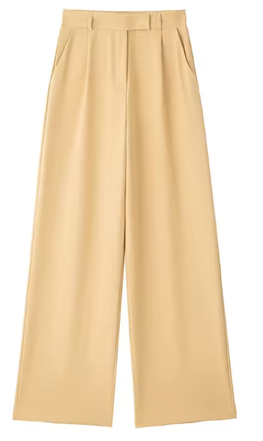 High-waisted straight-leg pants
