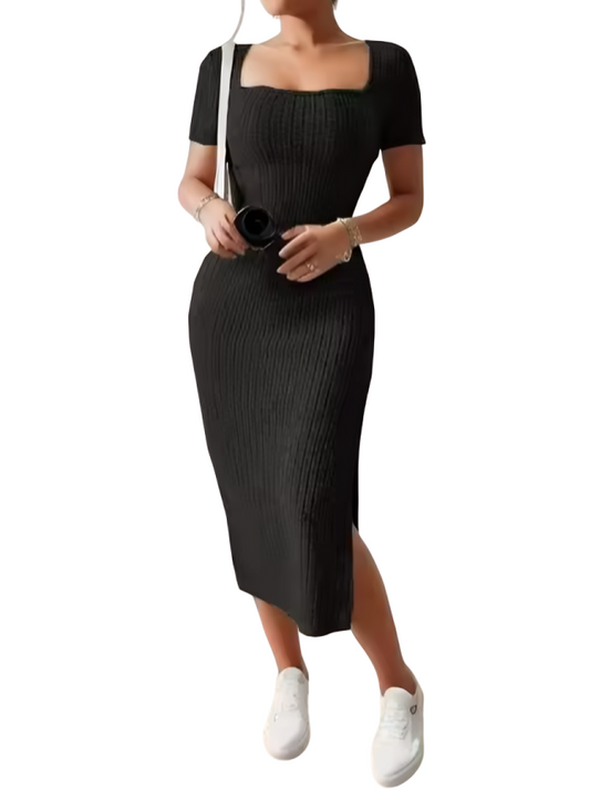 Midi fitted knit dress