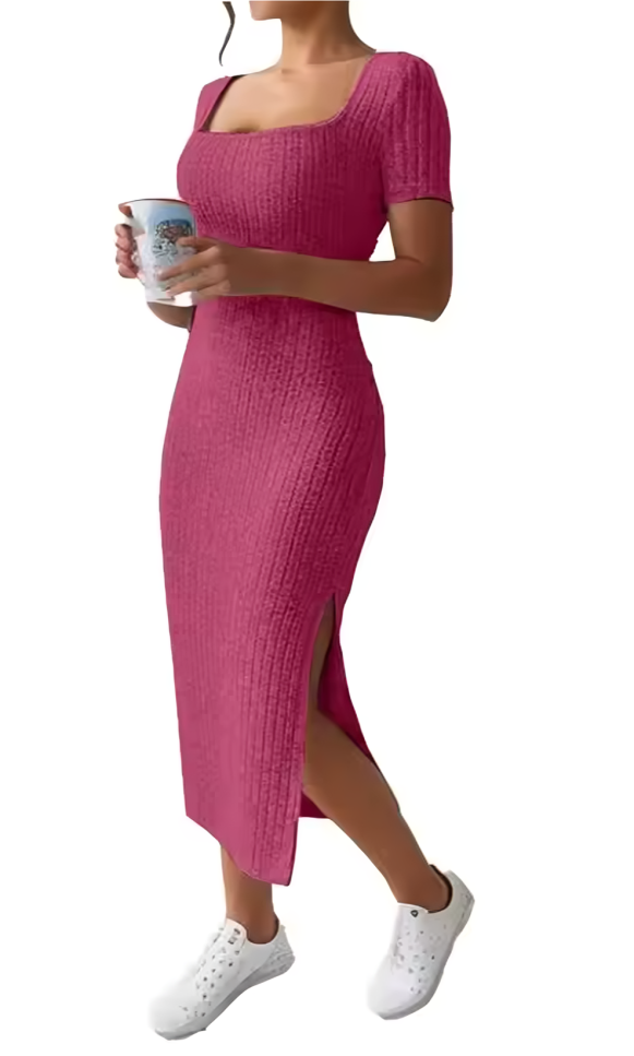 Midi fitted knit dress