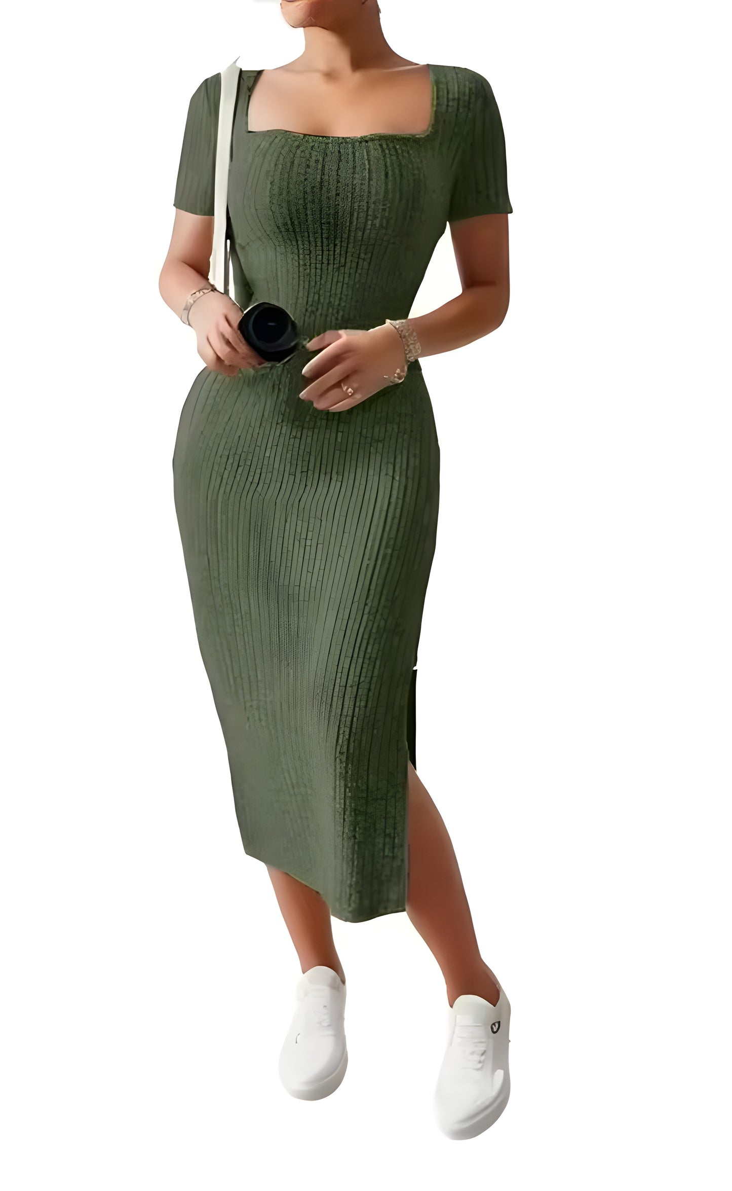 Midi fitted knit dress